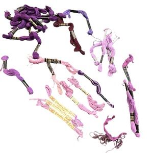 Lot‎ of Embroidery Floss Thread 27 Assorted Colors Purple Family VTG & NEW